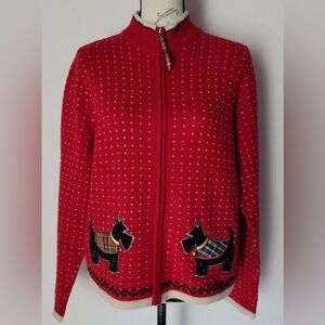 NWOT Dog Holiday Zip up Cardigan by Charter Club - 100% lambswool